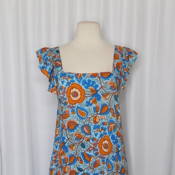 HOUSE OF HARLOW 1960 Nicole Richie Blue Floral Paisley Maxi Midi Dress X-Small - Picture 3 of 12